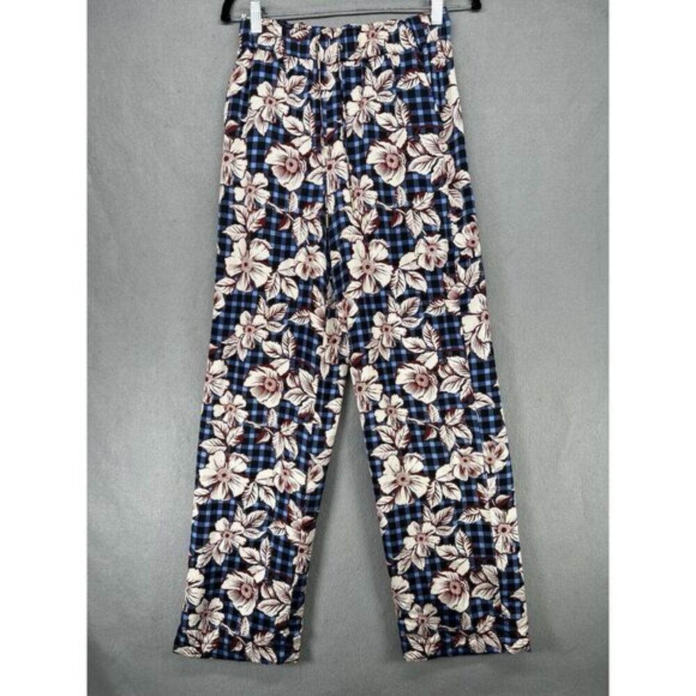 Scotch & Soda Pants Womens S Blue Red Wide Leg Floral Print Flowy Maximalist